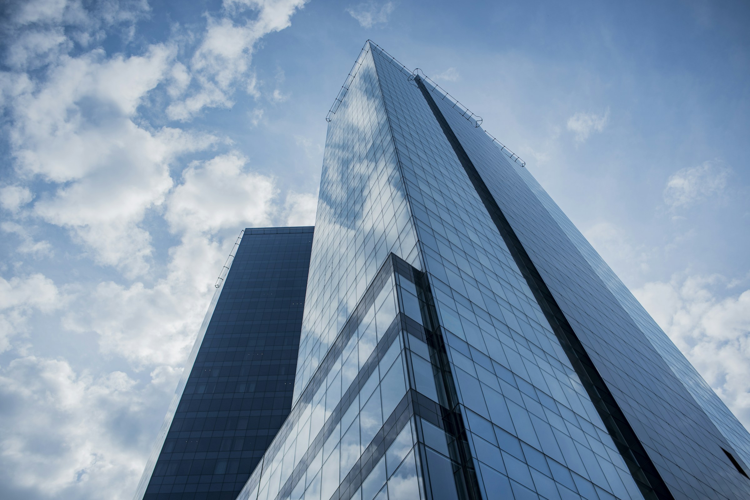 Glass architecture viewed from below